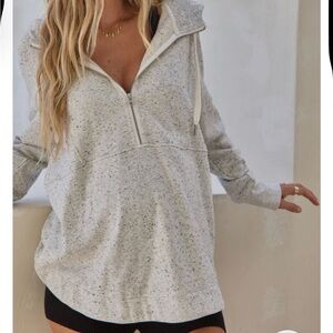 Bae. The Label Run With Me Heather Gray Zip-Up Hoodie